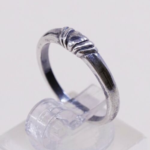 Sz 5.75, Vtg Mexico Sterling Silver Handmade Ring, 925 Silver Band W/ Heart