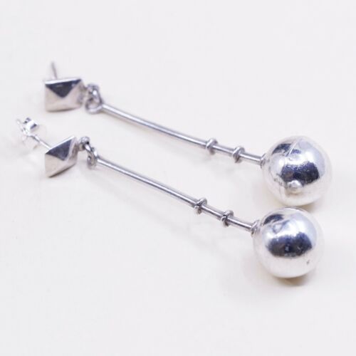 Vintage sterling silver handmade earrings, 925 beads dangles
