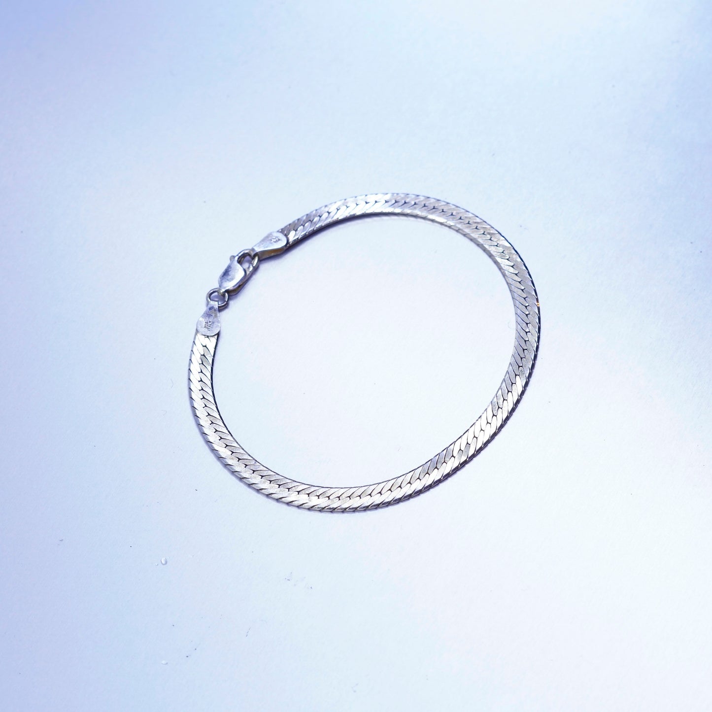 8”, Vintage Italy vermeil gold filled Sterling 925 silver herringbone bracelet