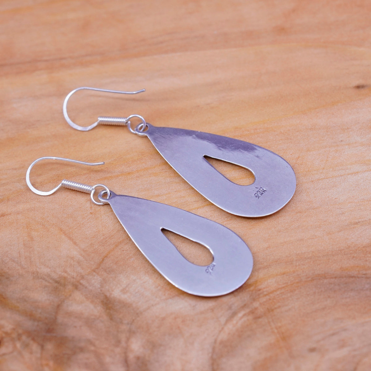 Vintage Sterling silver handmade earrings, 925 filigree teardrops