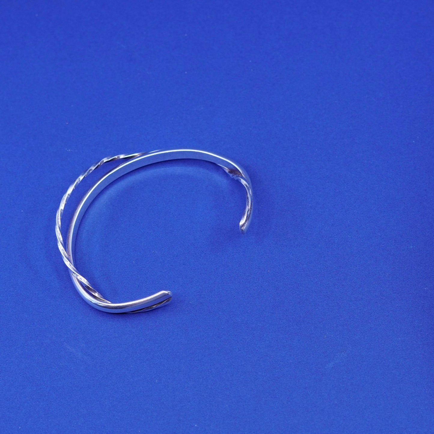 7”, Native American sterling silver handmade bracelet, 925 twisted cable cuff
