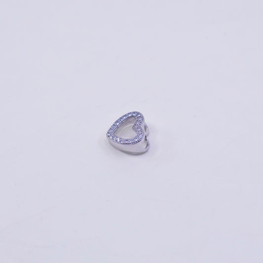 Vintage sterling 925 silver heart pendant with cluster clear Cz around