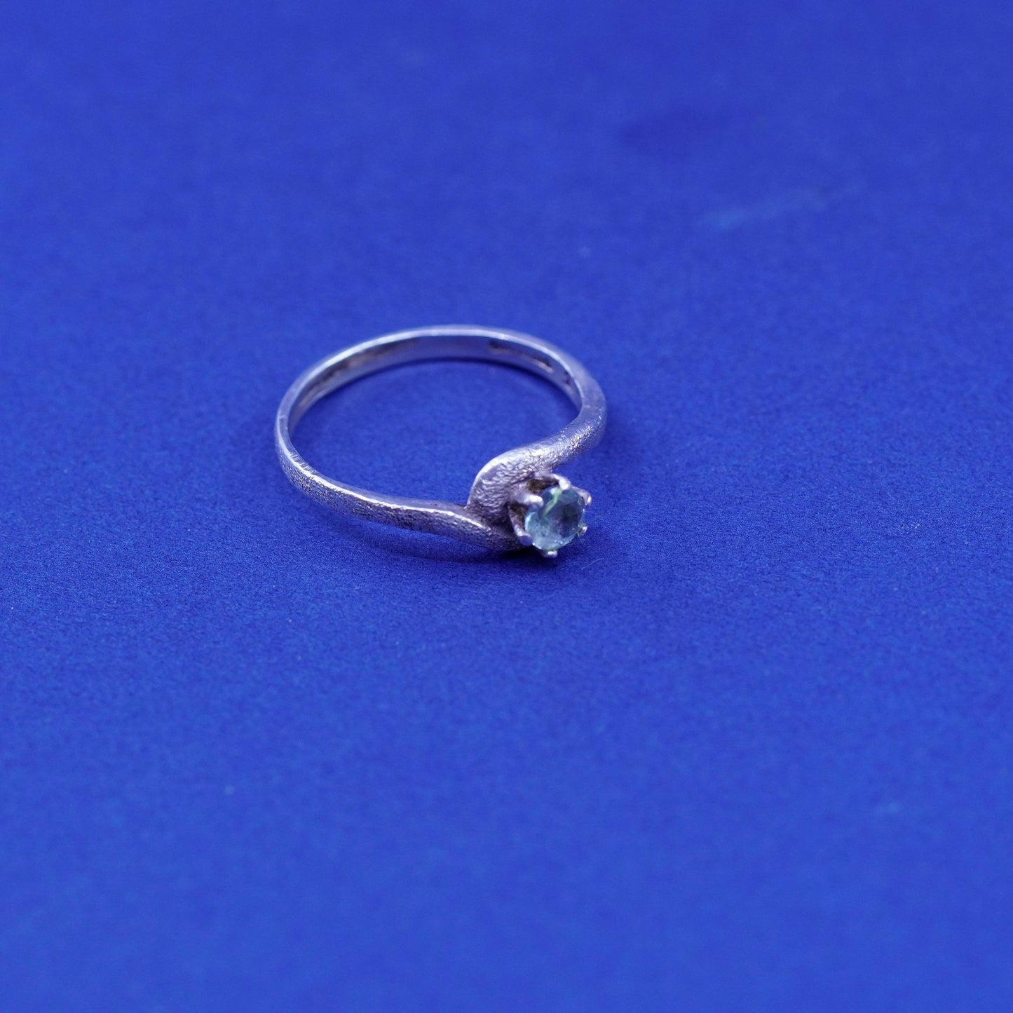 Size 7.5, vintage sterling 925 silver handmade ring with blue topaz