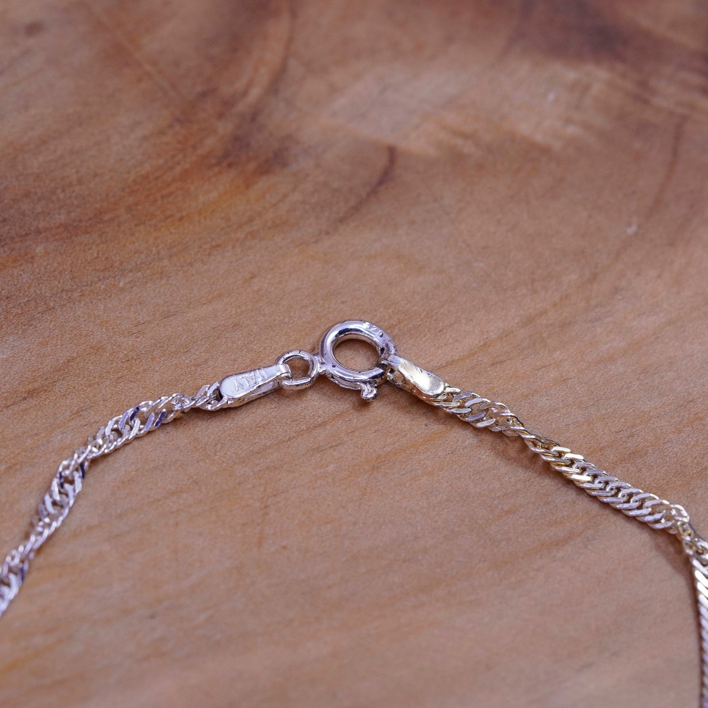6.5”, vintage Sterling silver handmade bracelet, Italy 925 twisted curb chain