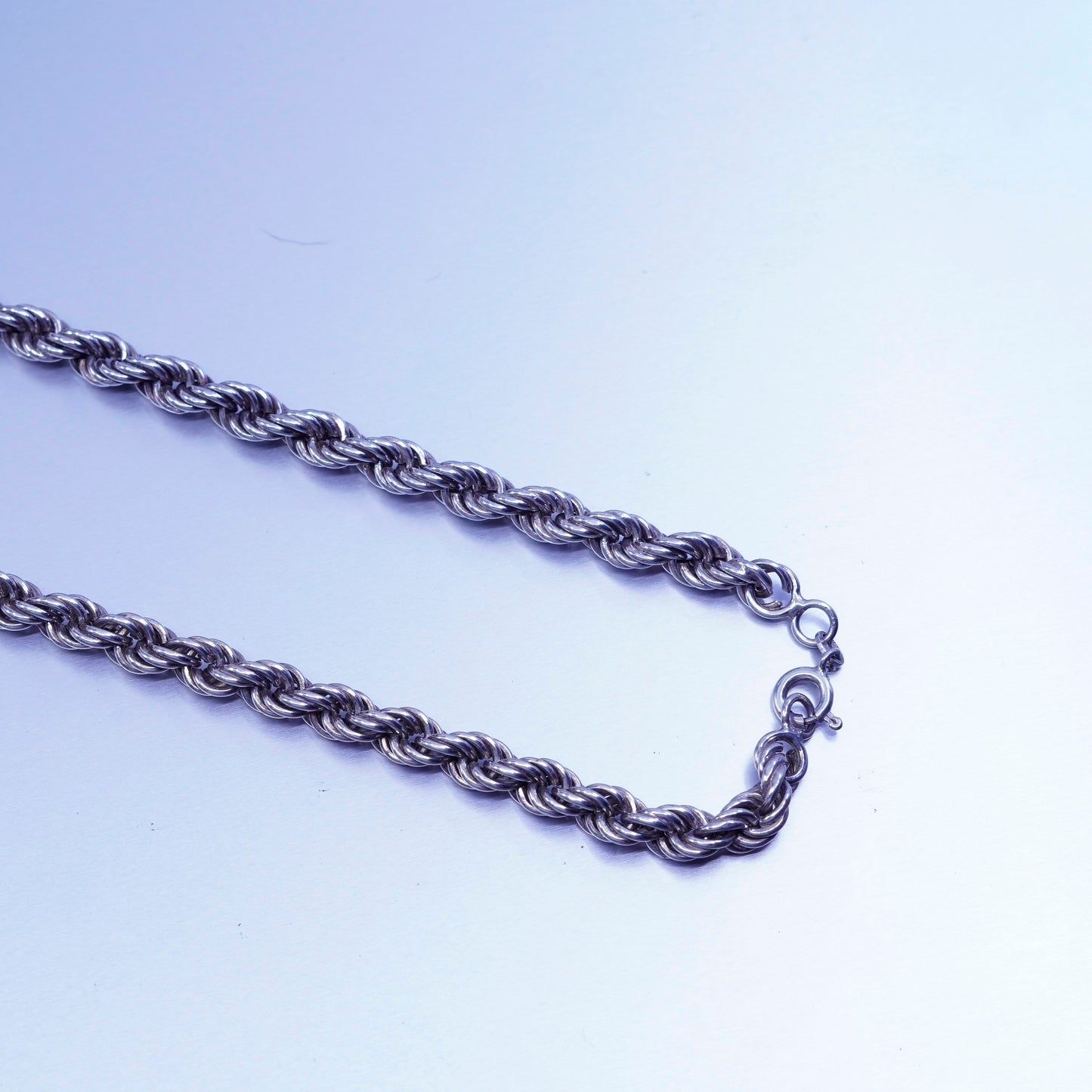 30” 6mm, vintage Sterling 925 silver bold rope chain necklace