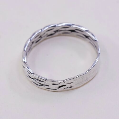 Size 6.75, Vtg Sterling Silver Handmade Ring, 925 Woven Braided Band