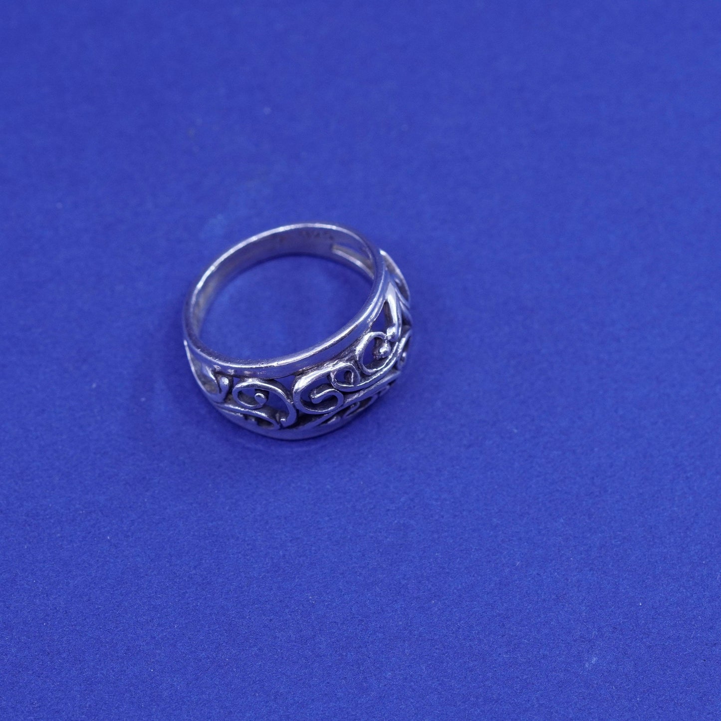 Size 6.5, vintage Sterling silver handmade ring, 925 filigree swirly band