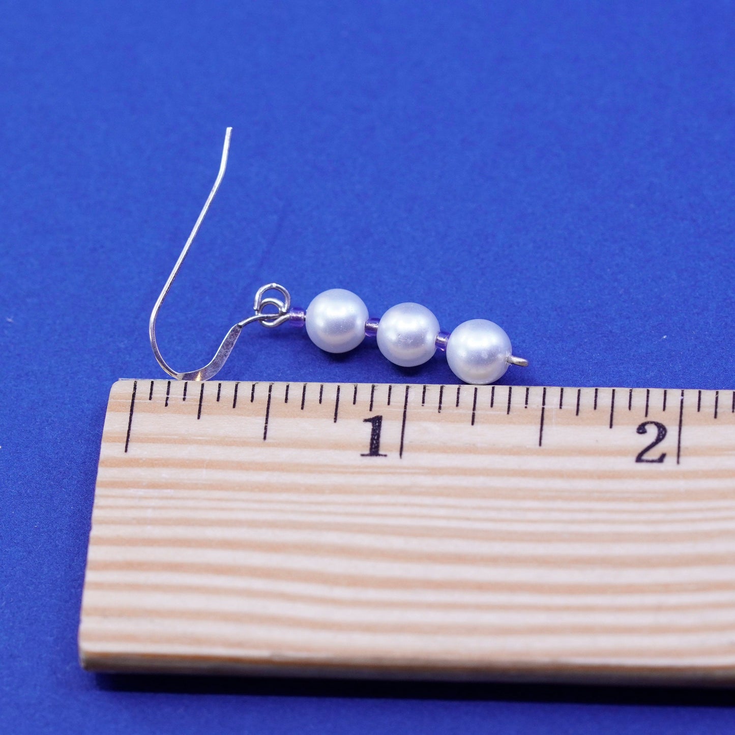 Vintage Sterling silver handmade earrings, 925 hooks with pearl drops