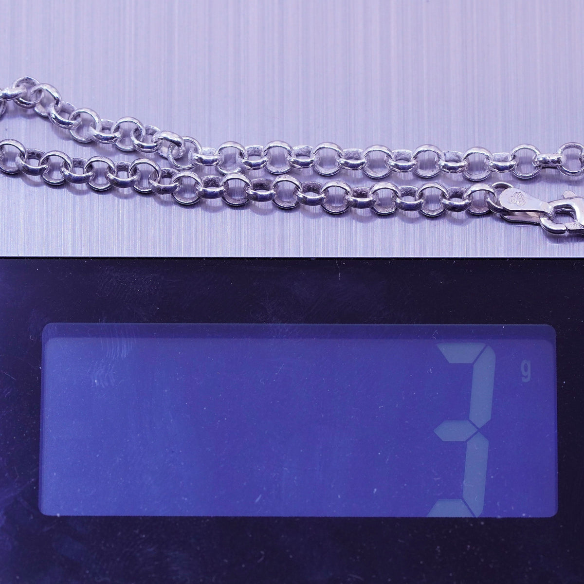 7”, 3mm, Vintage sterling silver circle link chain, stamped 925 Italy