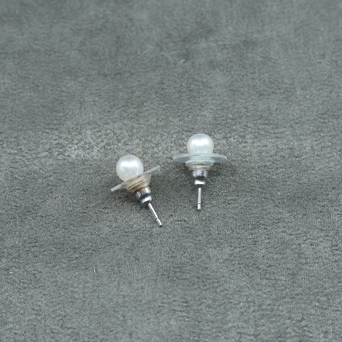 Vintage sterling silver handmade earrings, 925 studs w/ pearl