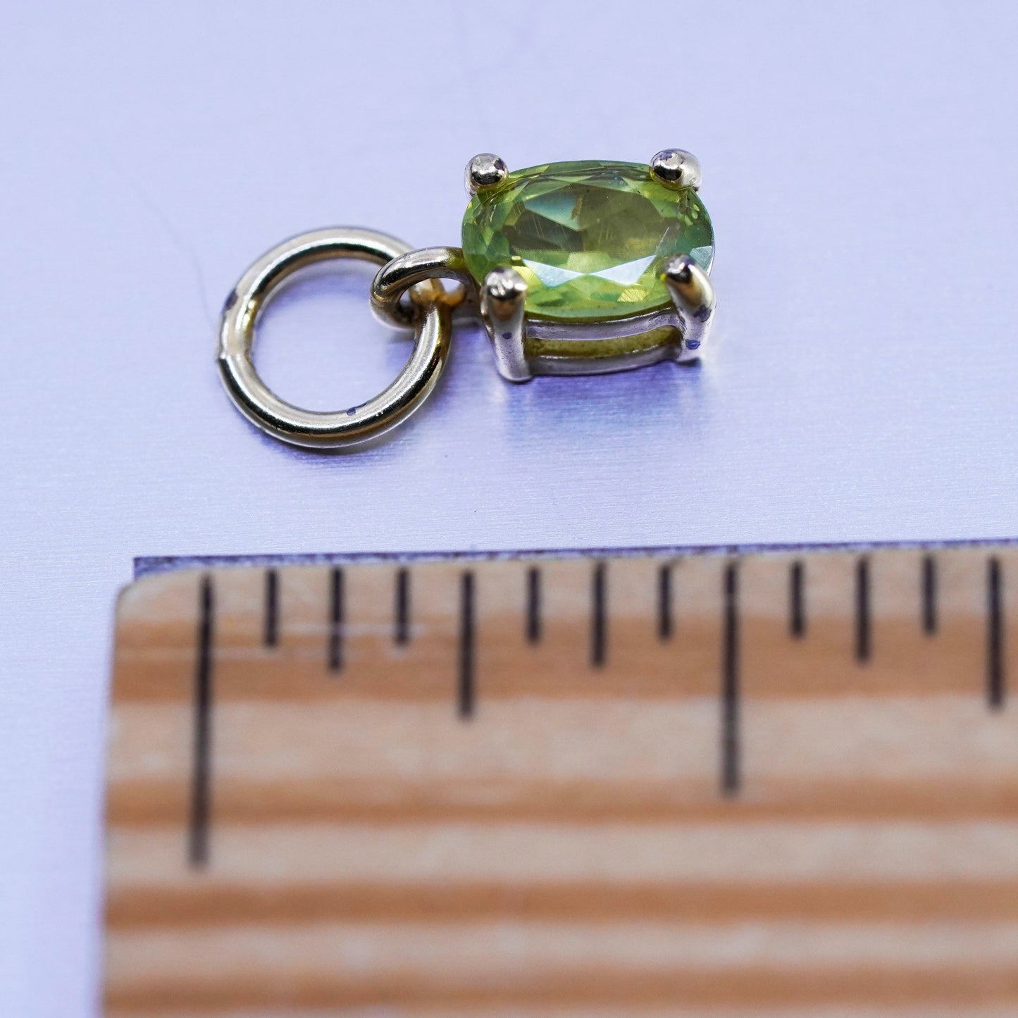 antique vermeil gold over sterling 925 silver handmade charm pendant peridot