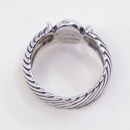 Size 7.75, Vtg Sterling Silver Handmade Ring 925 Silver Band w/ Rope Texture