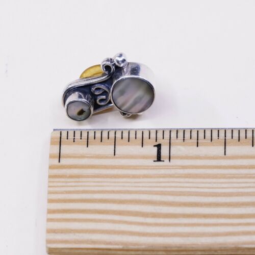 Vtg Mexico Sterling Silver Earrings W/ Abalone Inlay, 925 Handmade Studs