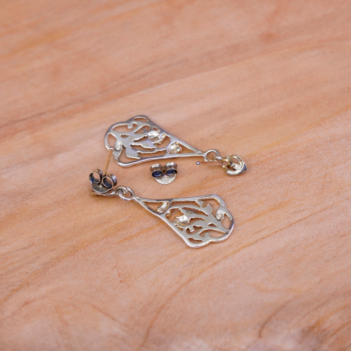 gold over vermeil Sterling silver earrings, 925 Filigree teardrop beads drops