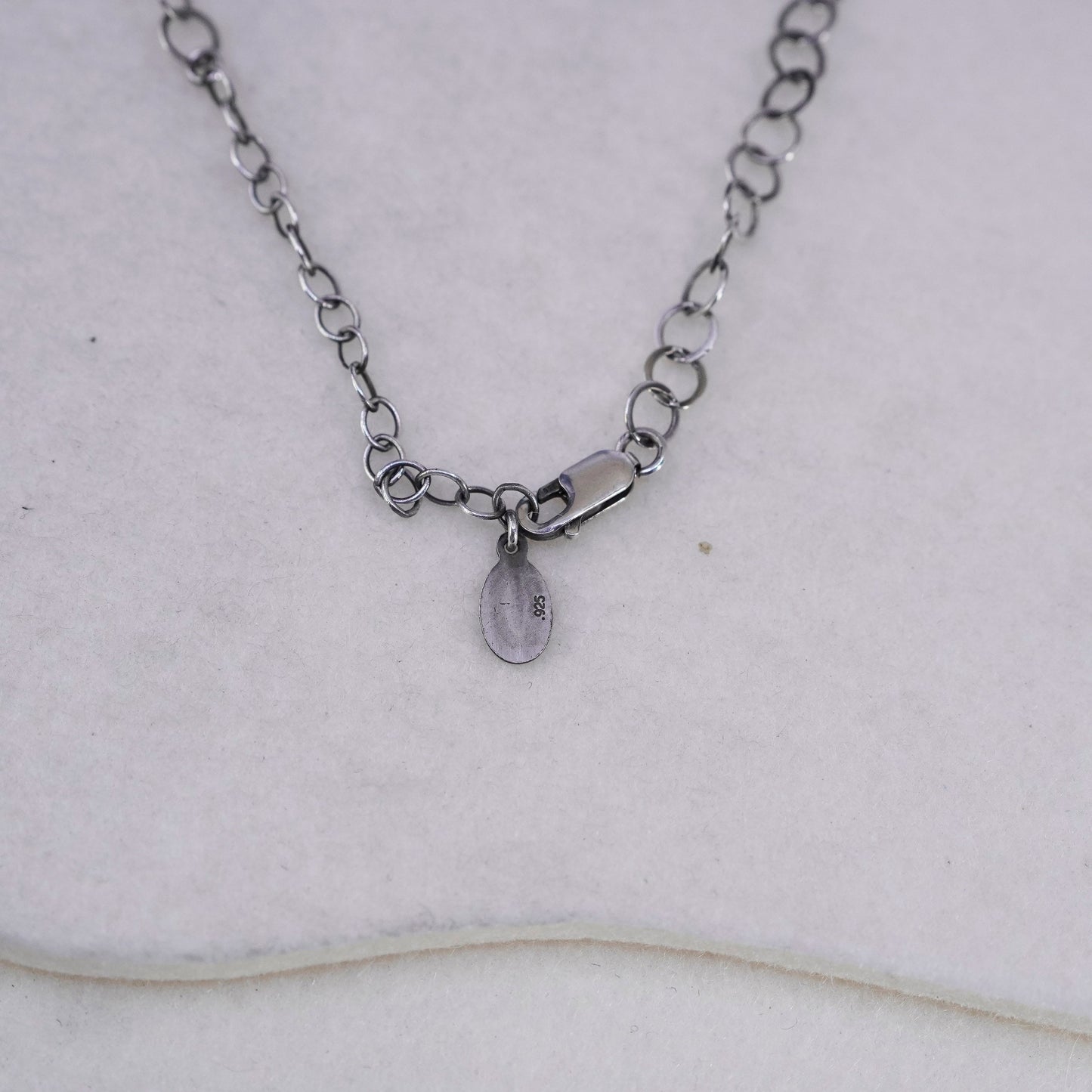 18”, Hotcakes Design sterling 925 silver necklace, Black Raven Oval Pendant