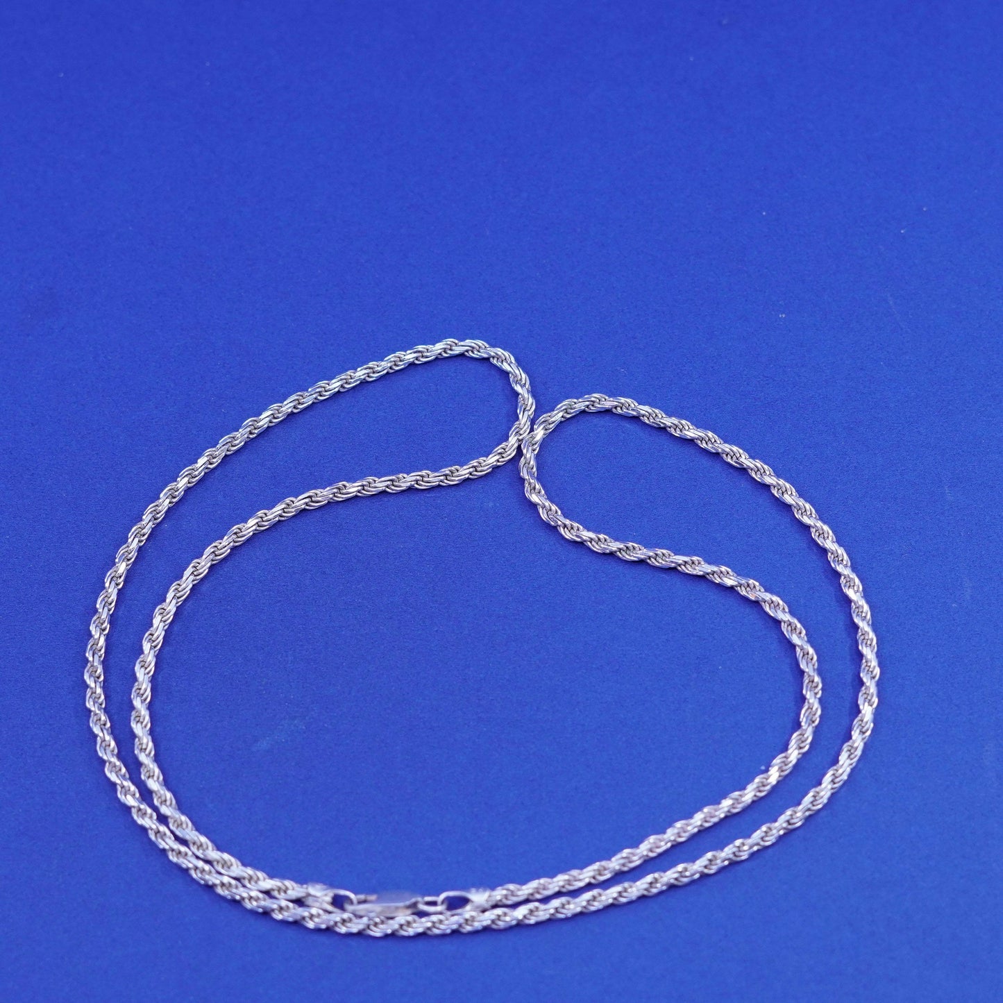 24”, 3mm, vintage Sterling silver handmade necklace, 925 diamond cut rope chain