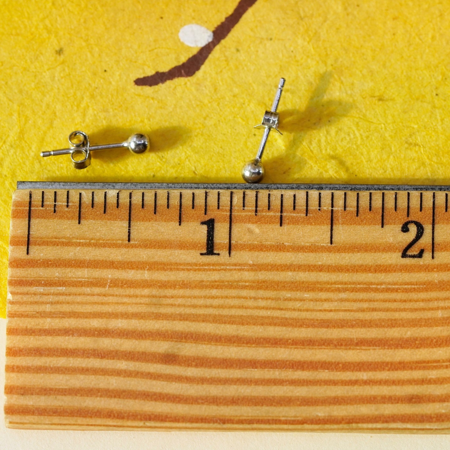 2mm, Vintage Sterling silver beads studs, 925 earrings