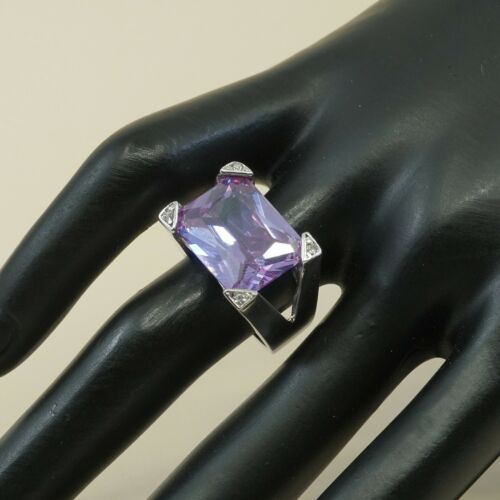 Sz 6.25, Sterling Silver handmade Ring, 925 Silver Ring W/ amethyst n crystal