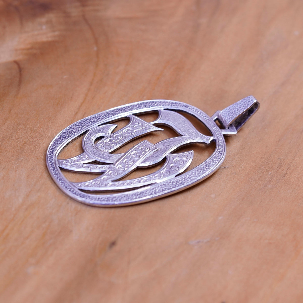 Vintage Germany Sterling silver handmade pendant, handarbeit 900 initial JW