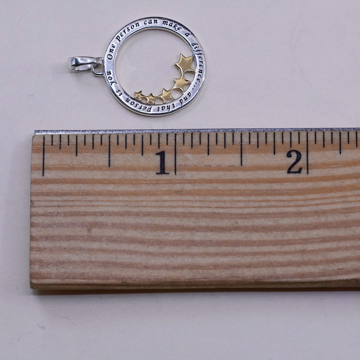 two tone Sterling silver pendant, 925 circle star “one person make a difference