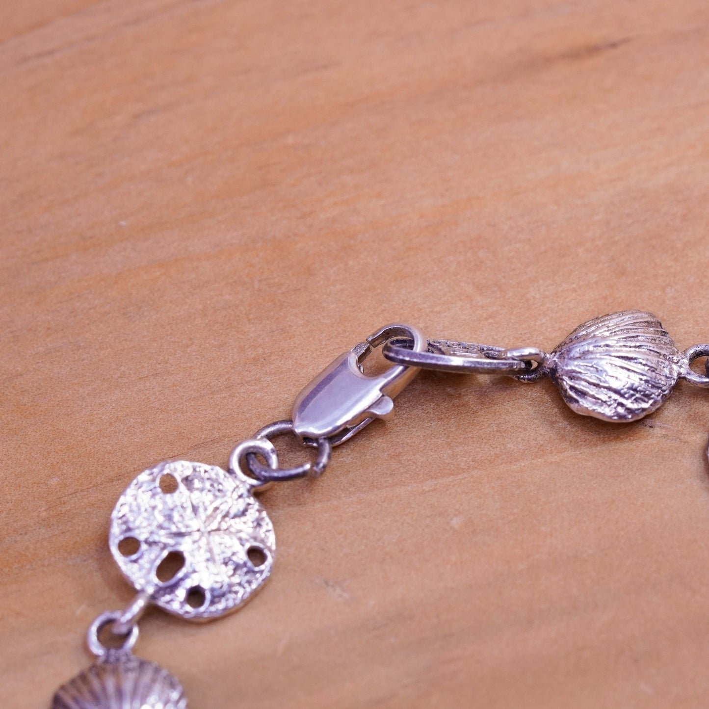 7”, My Way Sterling silver bracelet, 925 shell, starfish sand dollar anklet