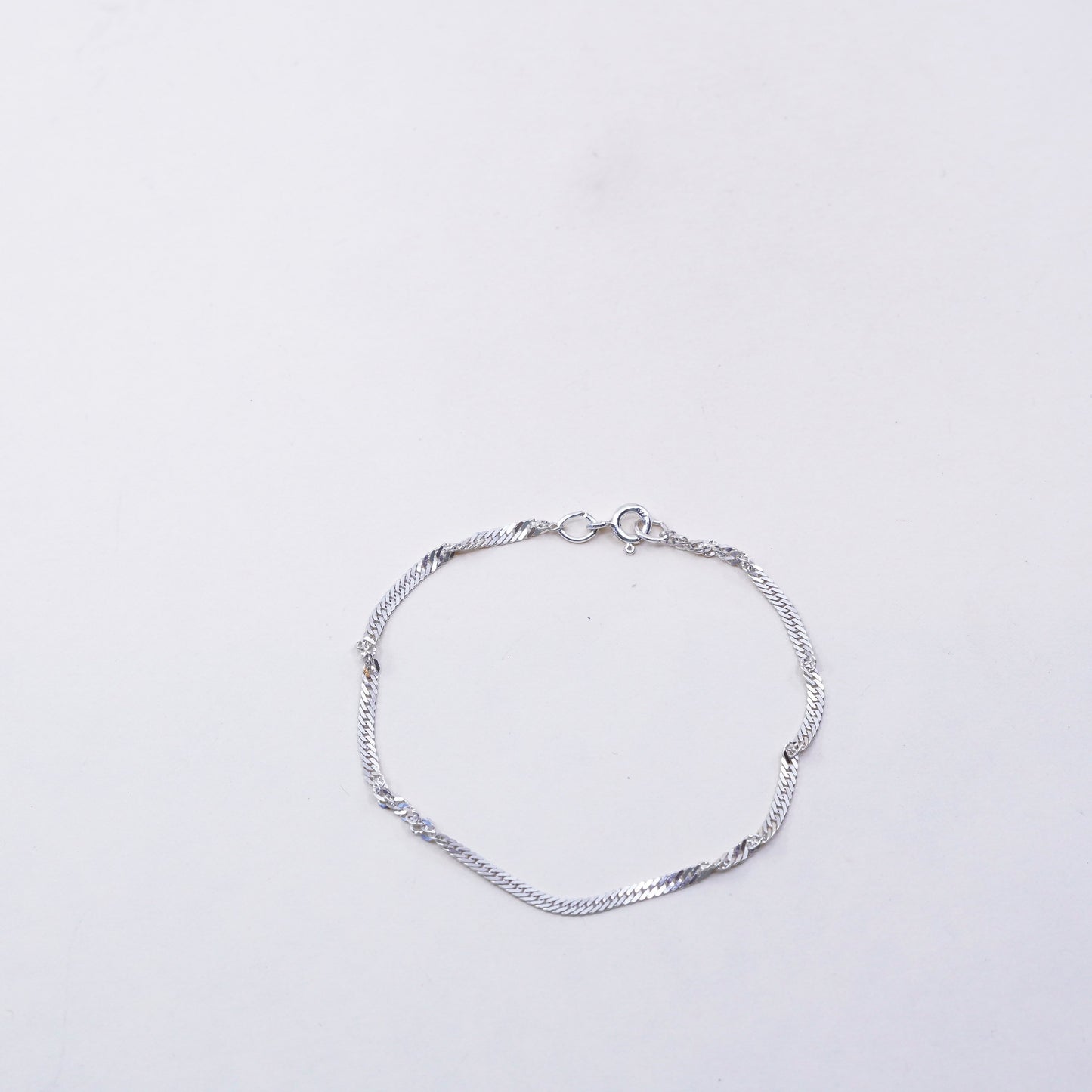 6.75”, 2mm, Vintage sterling silver bracelet, twisted curb link bracelet