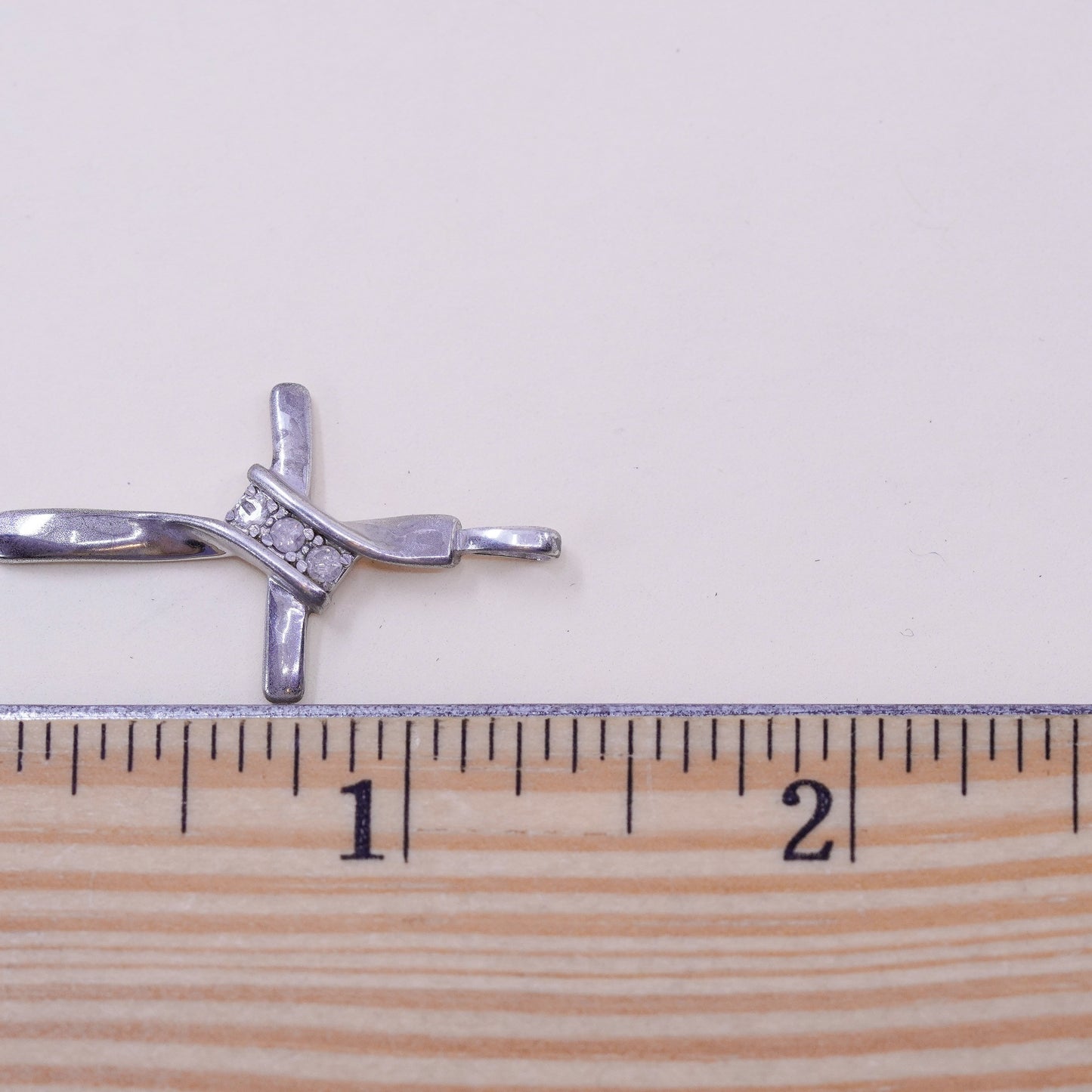 Vintage sterling silver pendant, 925 cross handmade pendant with Cz
