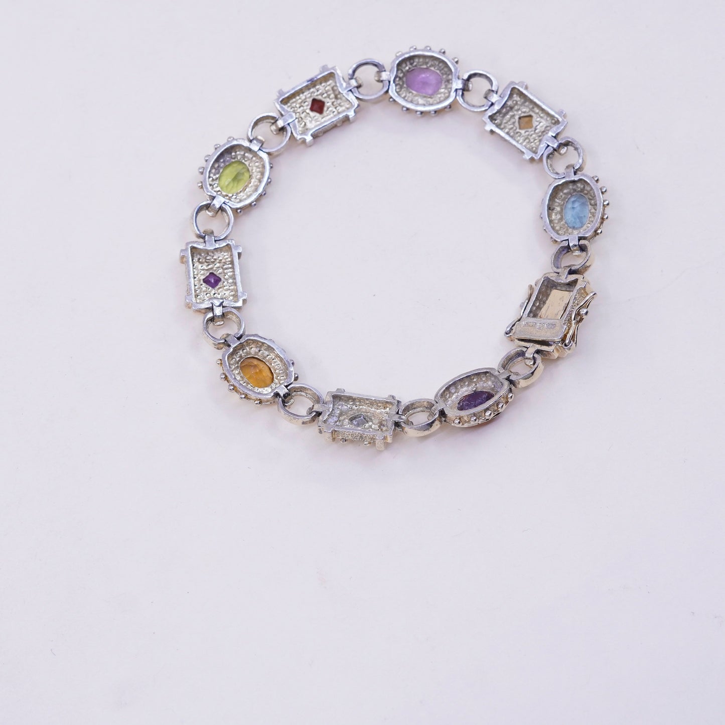 7.5”, gold sterling silver bracelet, vermeil 925 tennis bracelet peridot ruby