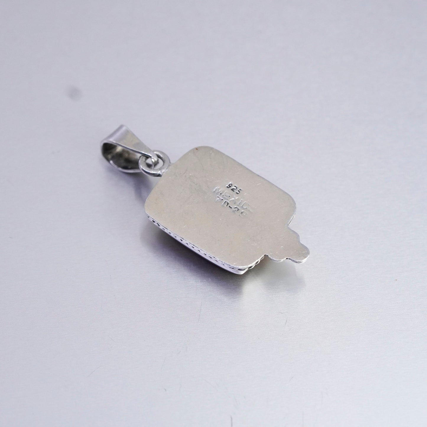 antique sterling 925 silver handmade pendant with glittering goldstone