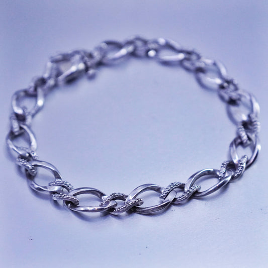 6.75”, Italy Sterling 925 silver handmade bracelet, men’s bold figaro chain