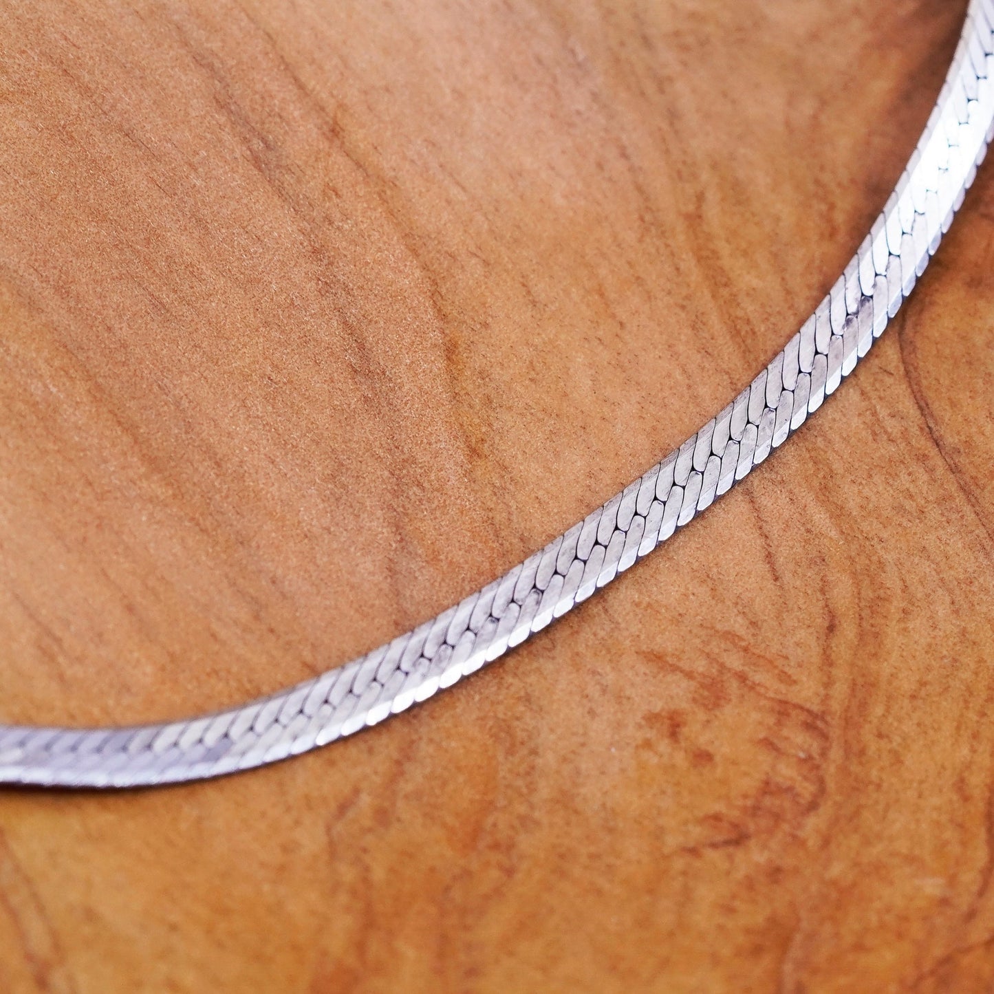 24”, 4mm, vintage Italian Sterling silver herringbone chain, 925 necklace