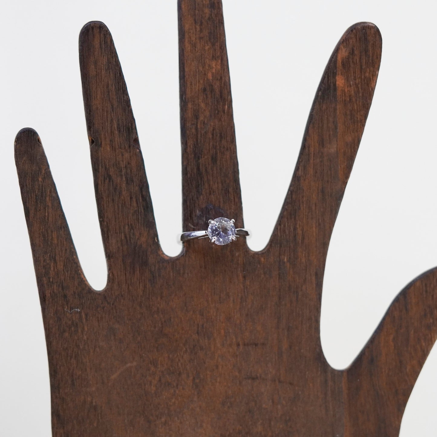 Size 7.5, Vintage handmade sterling 925 silver crystal ring