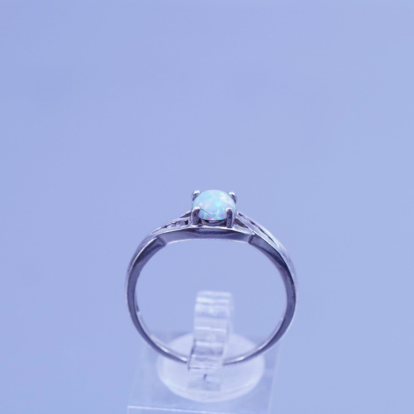 Size 11.25, vintage Sterling 925 silver handmade ring with opal and cz