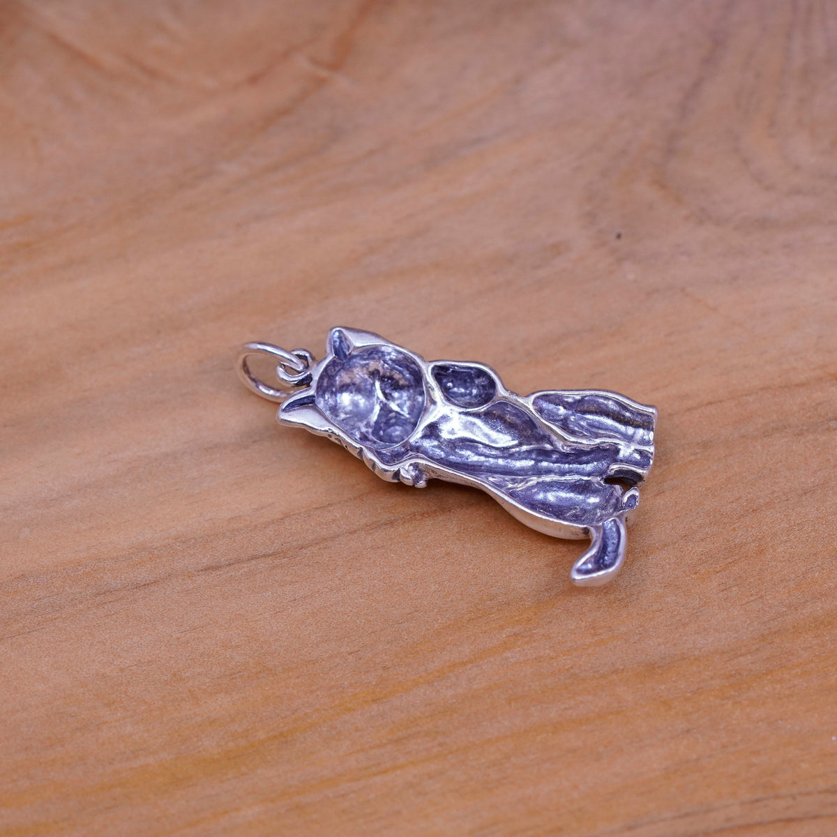 Vintage Sterling silver handmade pendant, 925 cat, kitty pendant