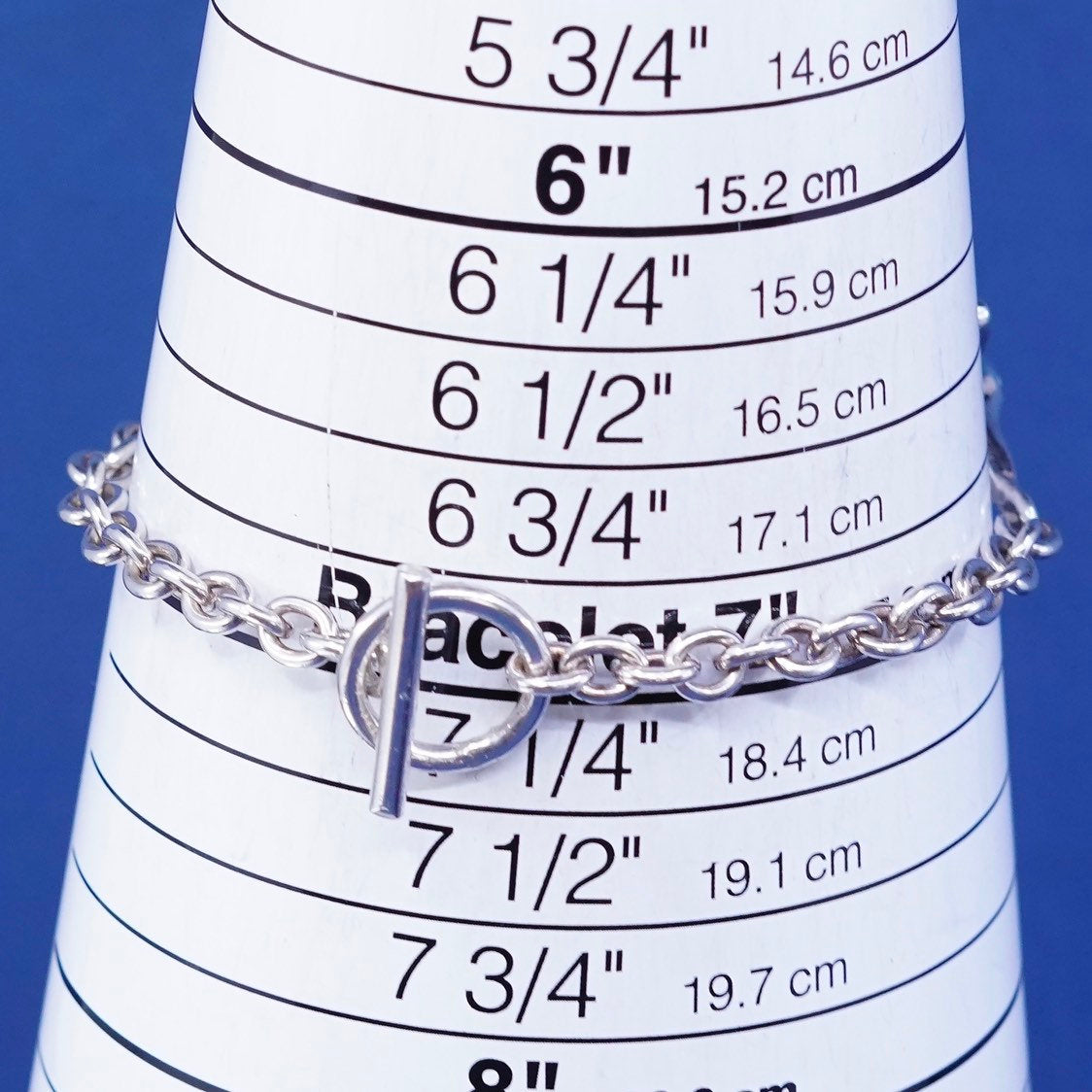 7", 4mm, vtg Sterling silver bracelet, 925 bold circle chain w/ starfish charm