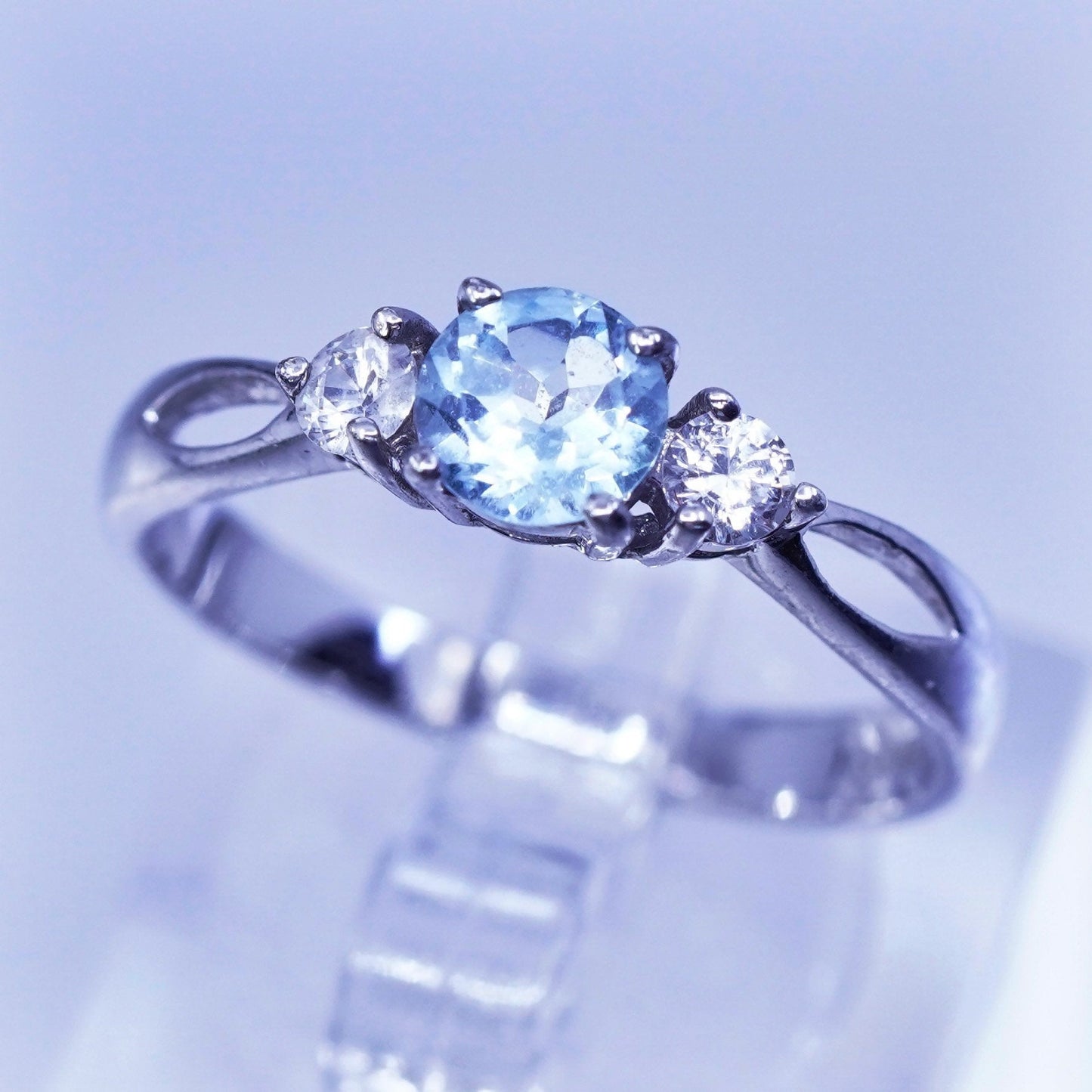 Size 8.25, vintage Sterling 925 silver handmade ring with topaz