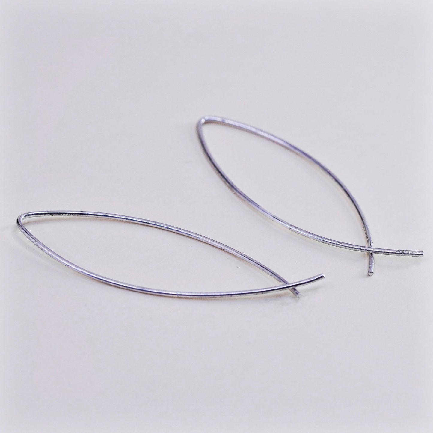Vintage Sterling silver handmade earrings, 925 abstract fish Dangles minimalist