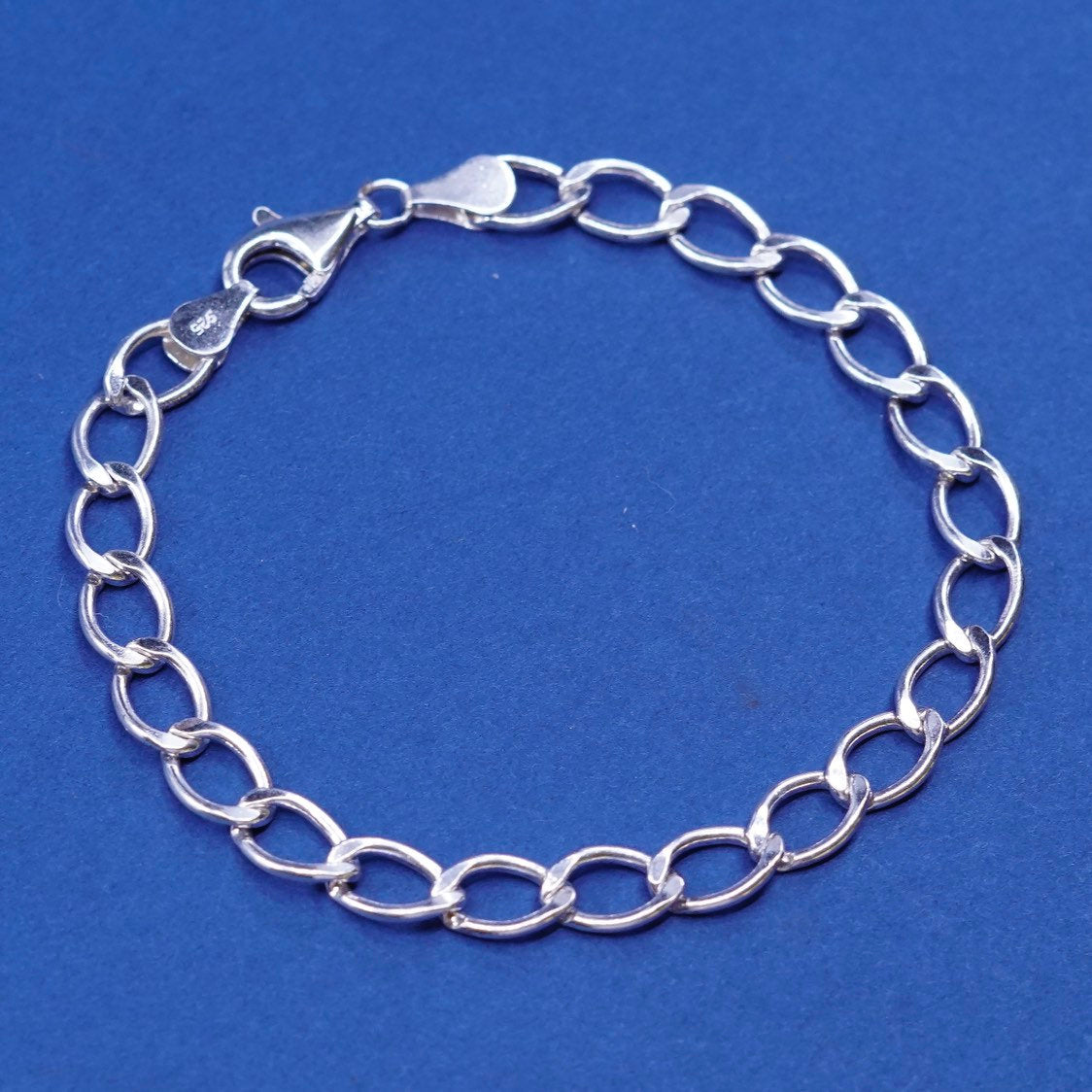 7.25" 6mm, Sterling silver handmade bracelet 925 bold curb chain men's bracelet