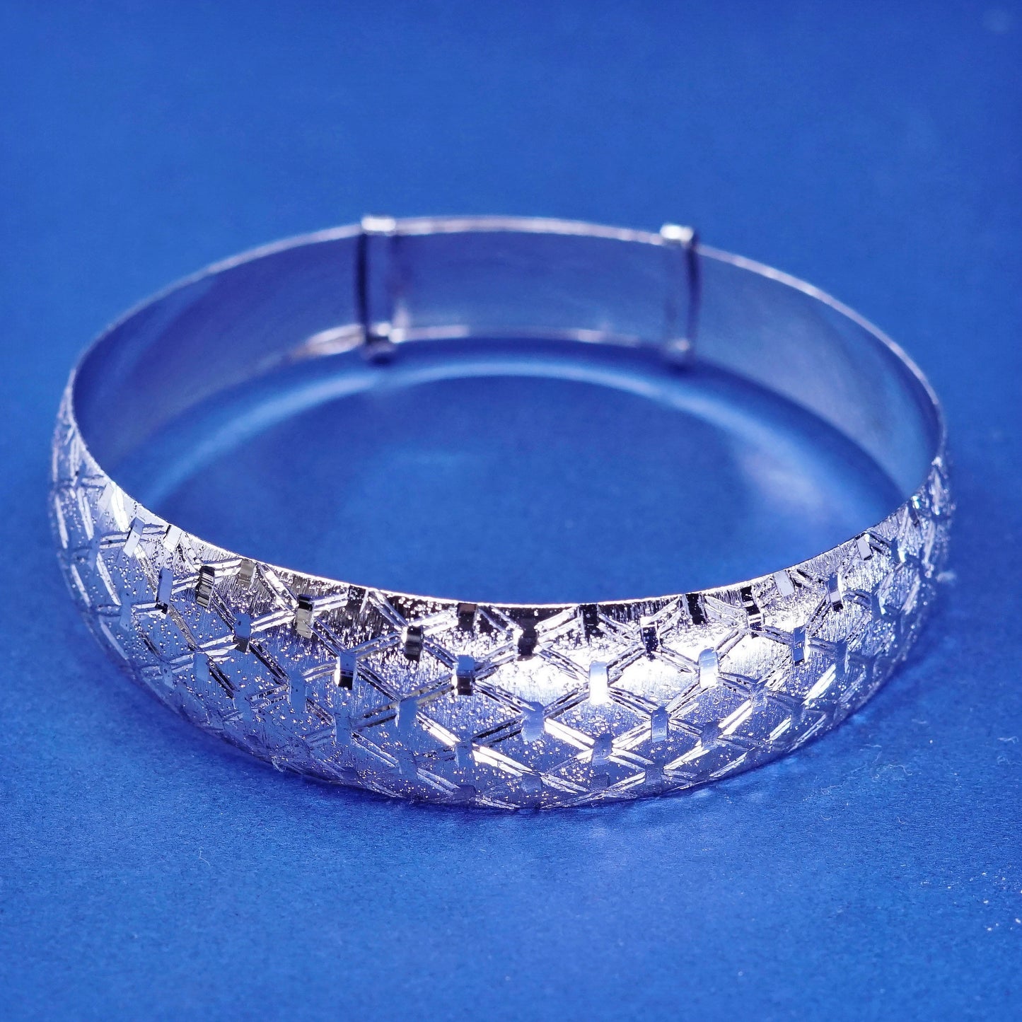7.5”, vintage sterling silver handmade bracelet, 925 textured bangle