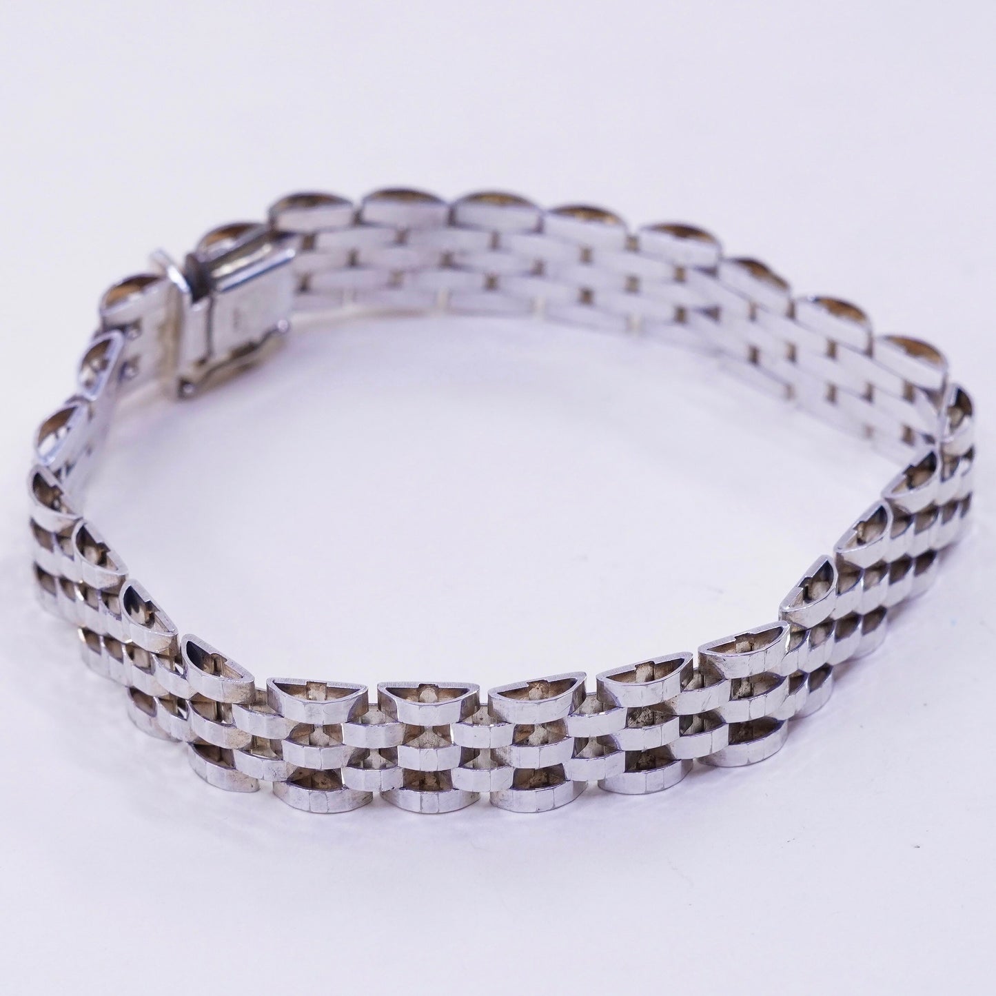7.5” 10mm, vintage Italy Milor Sterling 925 Silver 925 Mesh chain Bracelet