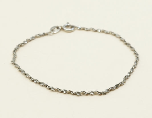 7.25", 2mm, VTG sterling silver handmade bracelet, twisted nugget link bracelet