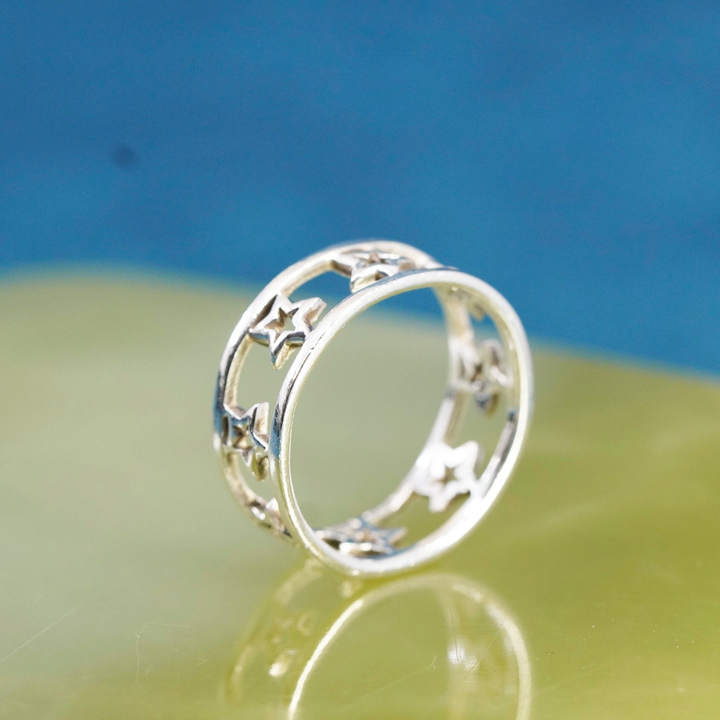 Size 8.5, vintage Sterling silver handmade ring, 925 star band
