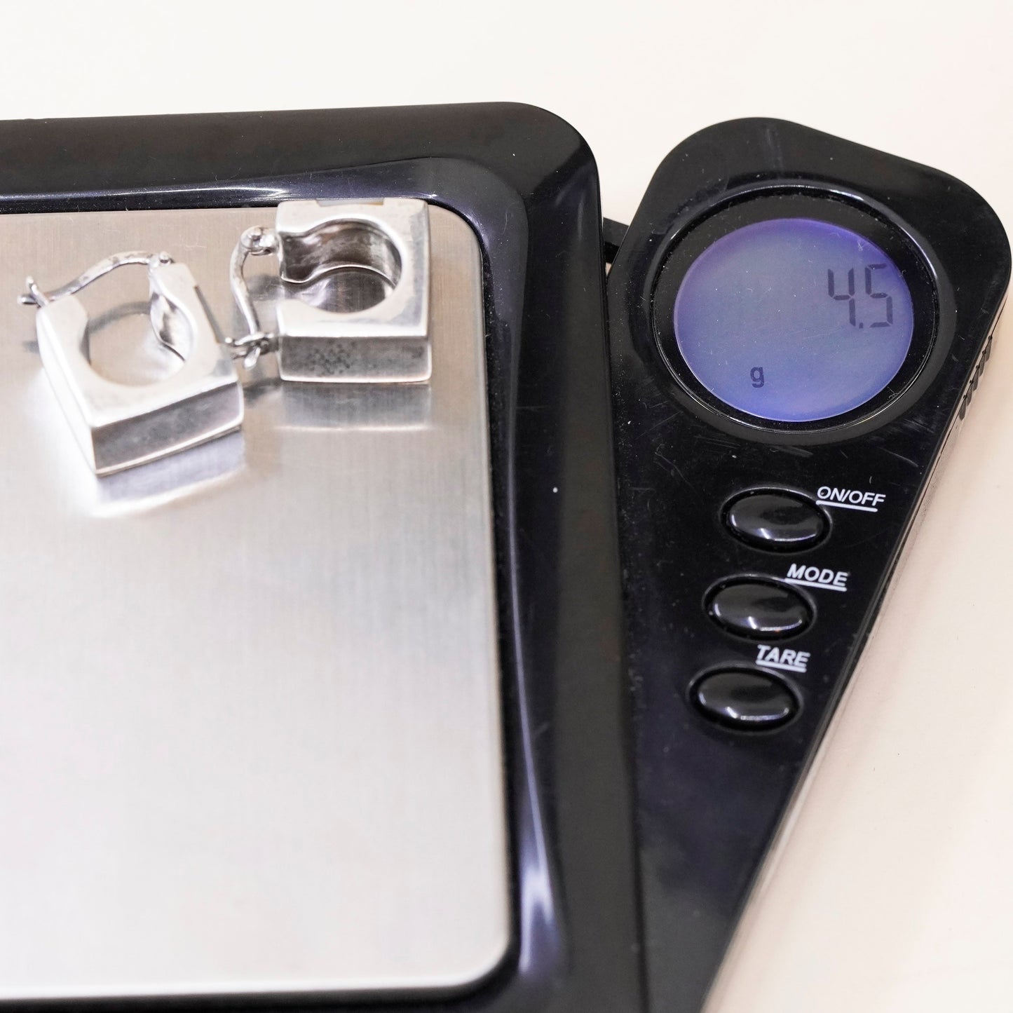 0.5”, sterling silver earrings, square 925 hoops, Huggie with mother of pearl