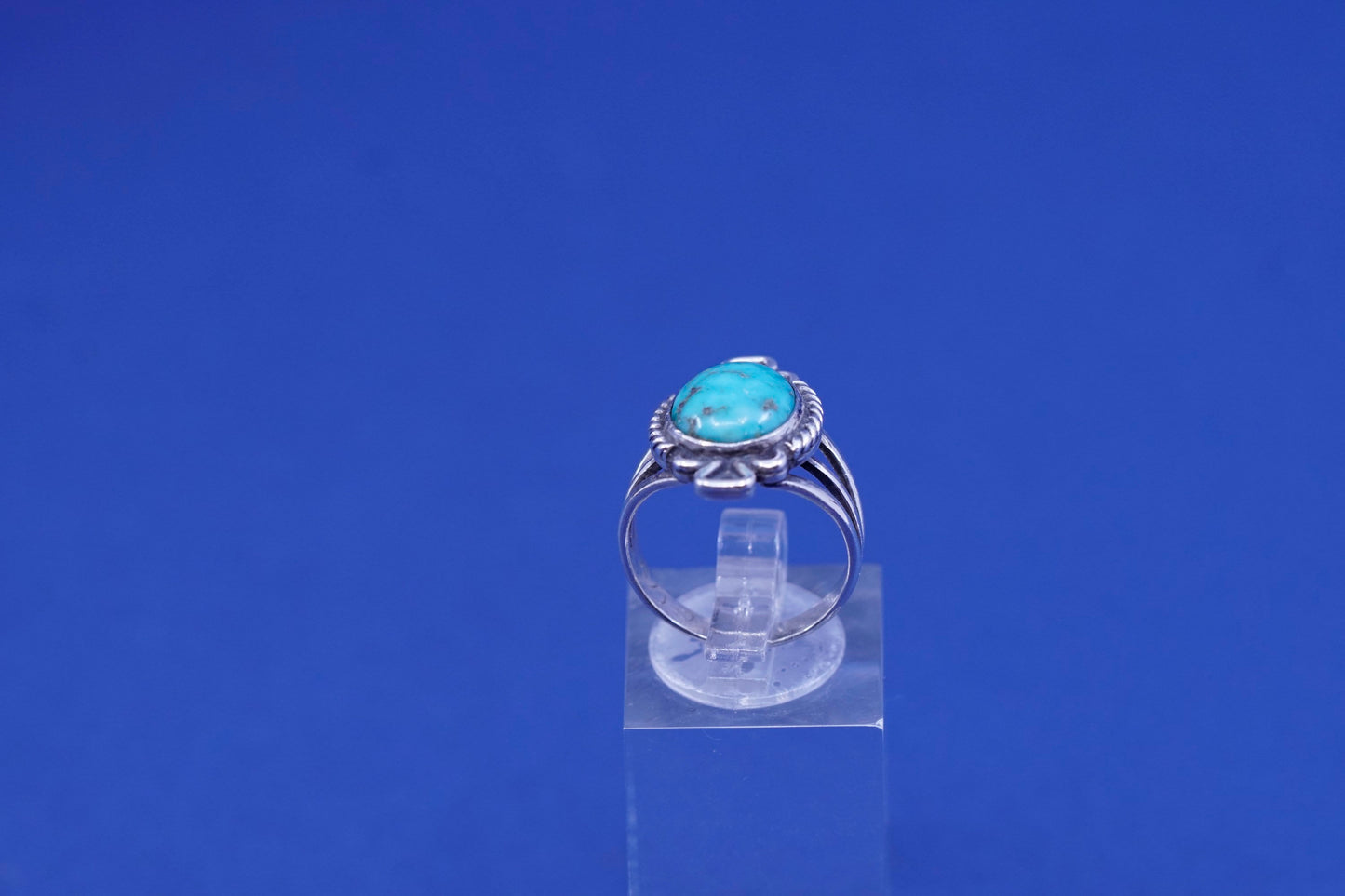 sz 6.75, Native American, southwestern Sterling silver ring w/ turquoise