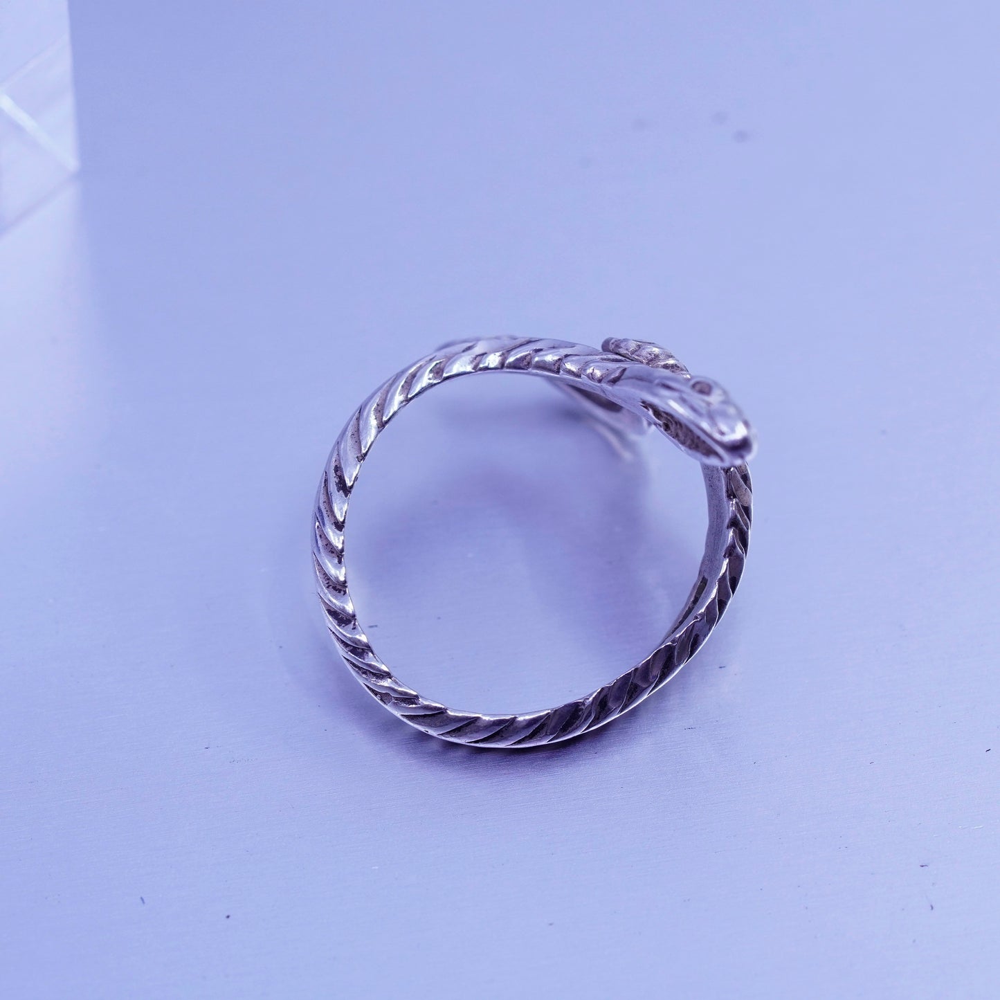 Size adjustable, vintage Sterling 925 silver handmade snake ring