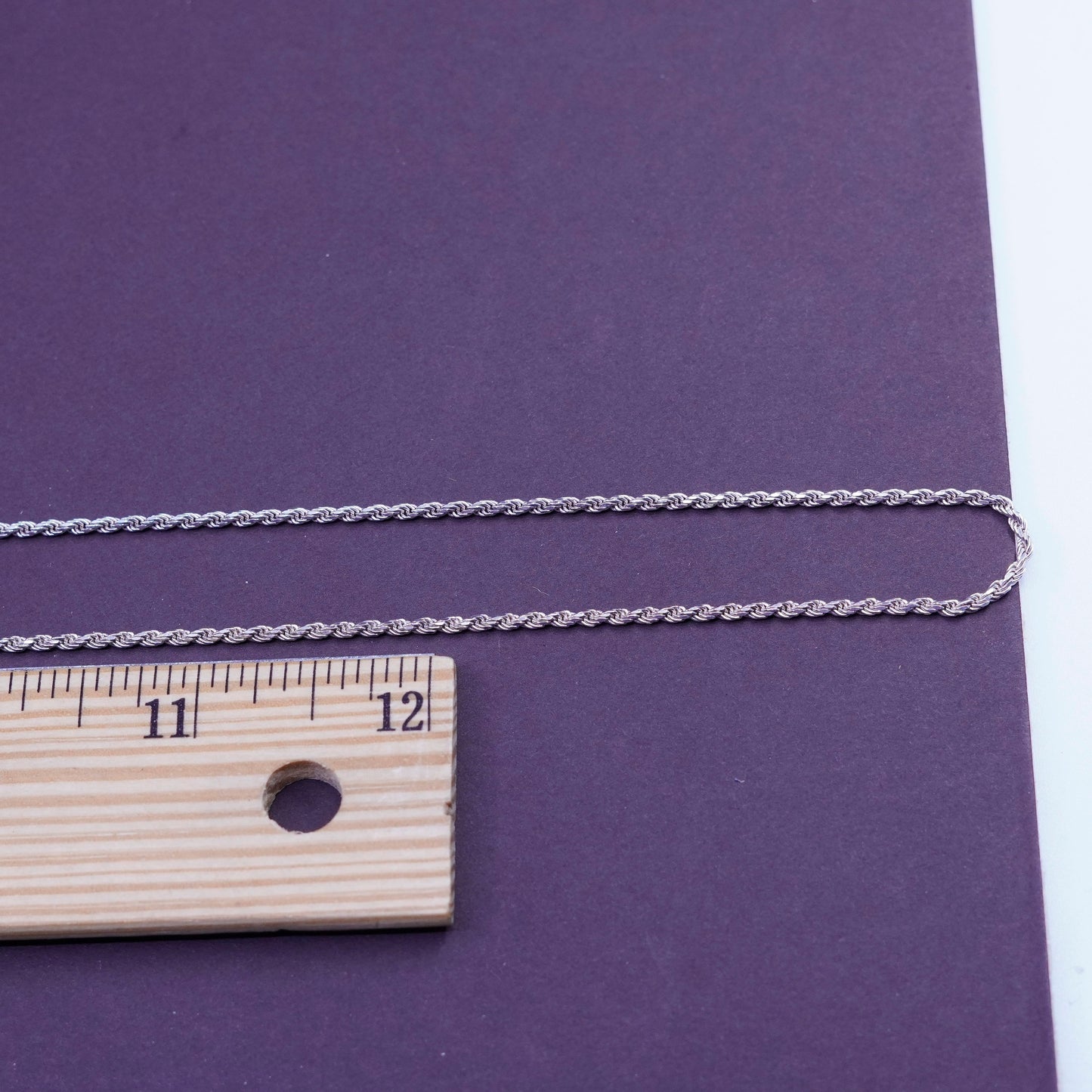 30”, 2mm, vintage Sterling silver necklace, Italy 925 rope chain