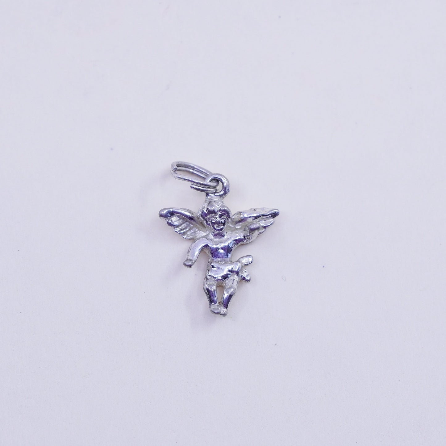 Vintage sterling silver handmade pendant, 925 angel charm