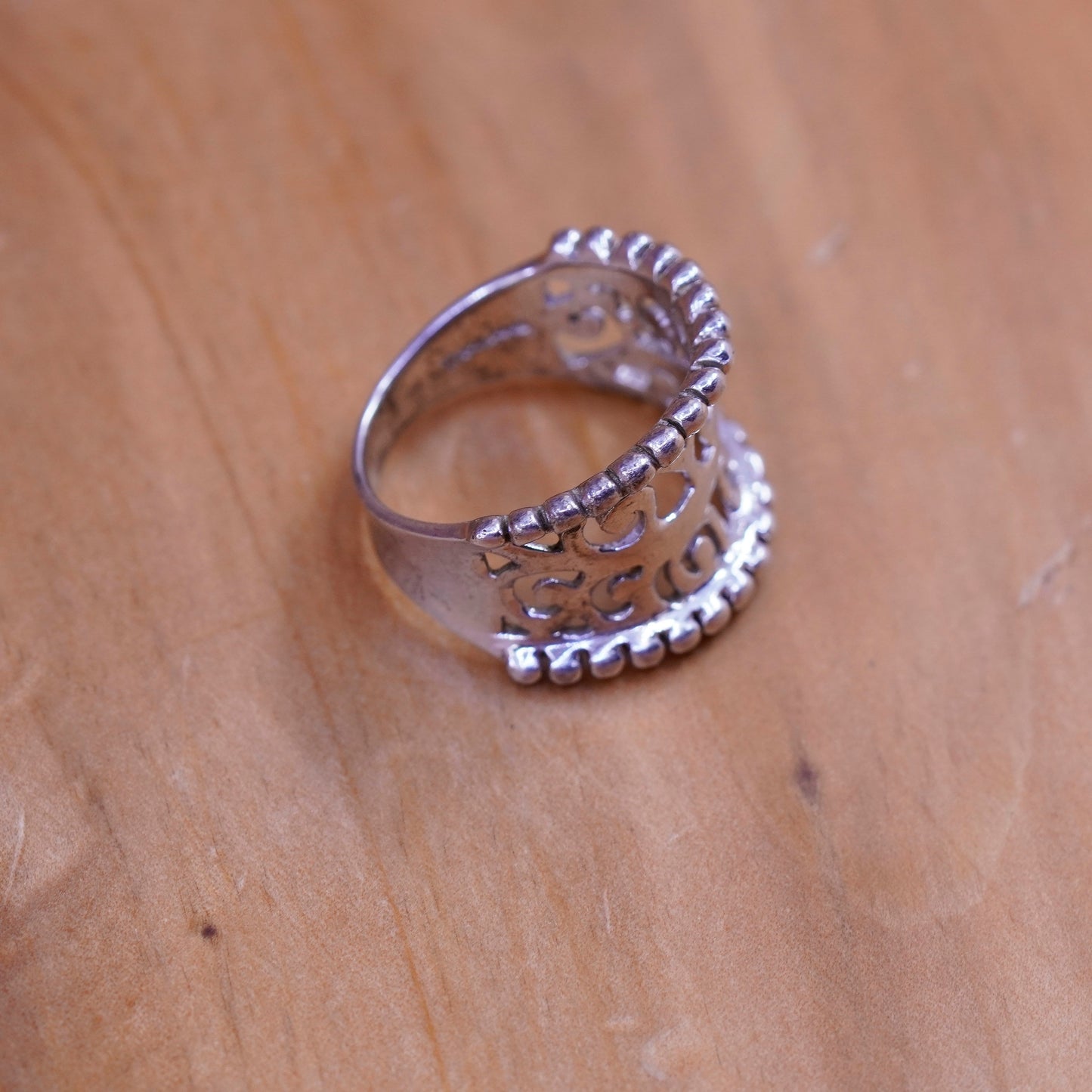 Size 6.5, Sterling silver handmade ring, southwestern, 925 filigree swirl band
