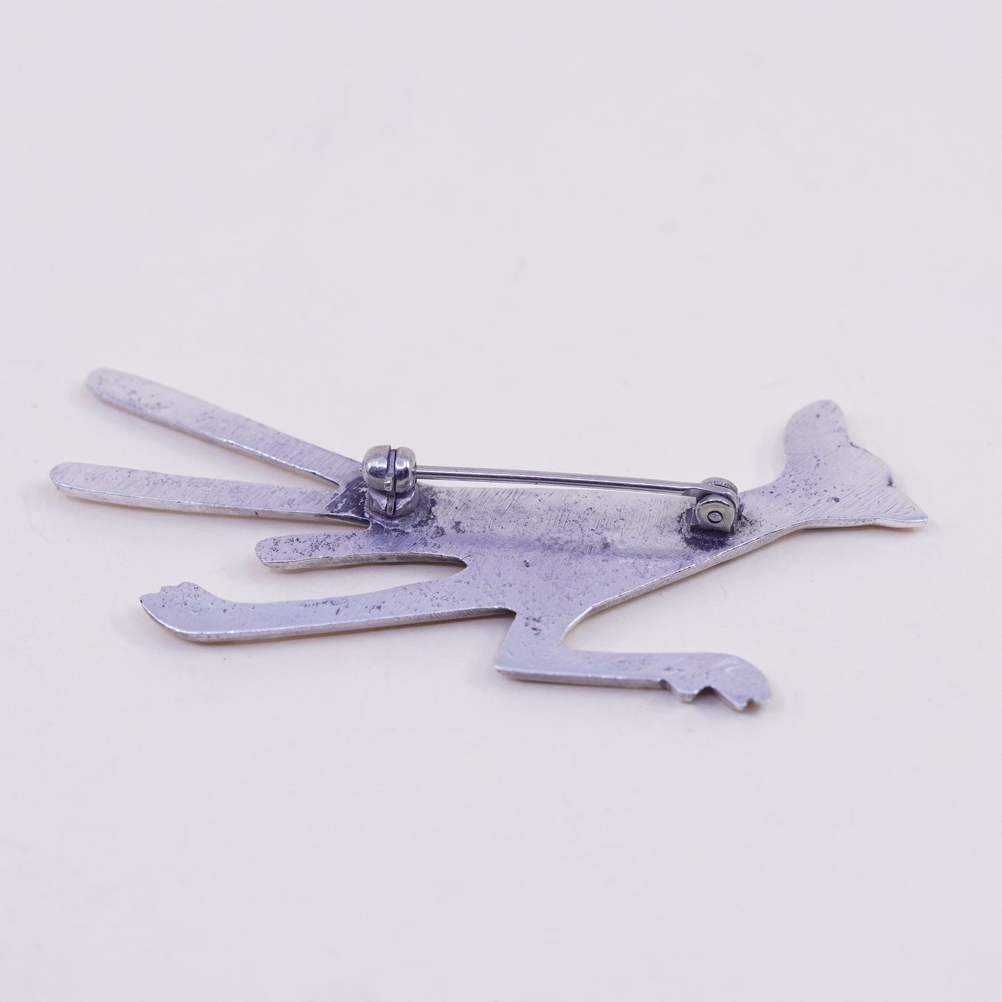 Vintage Navajo sterling silver handmade brooch, 925 roadrunner bird pin