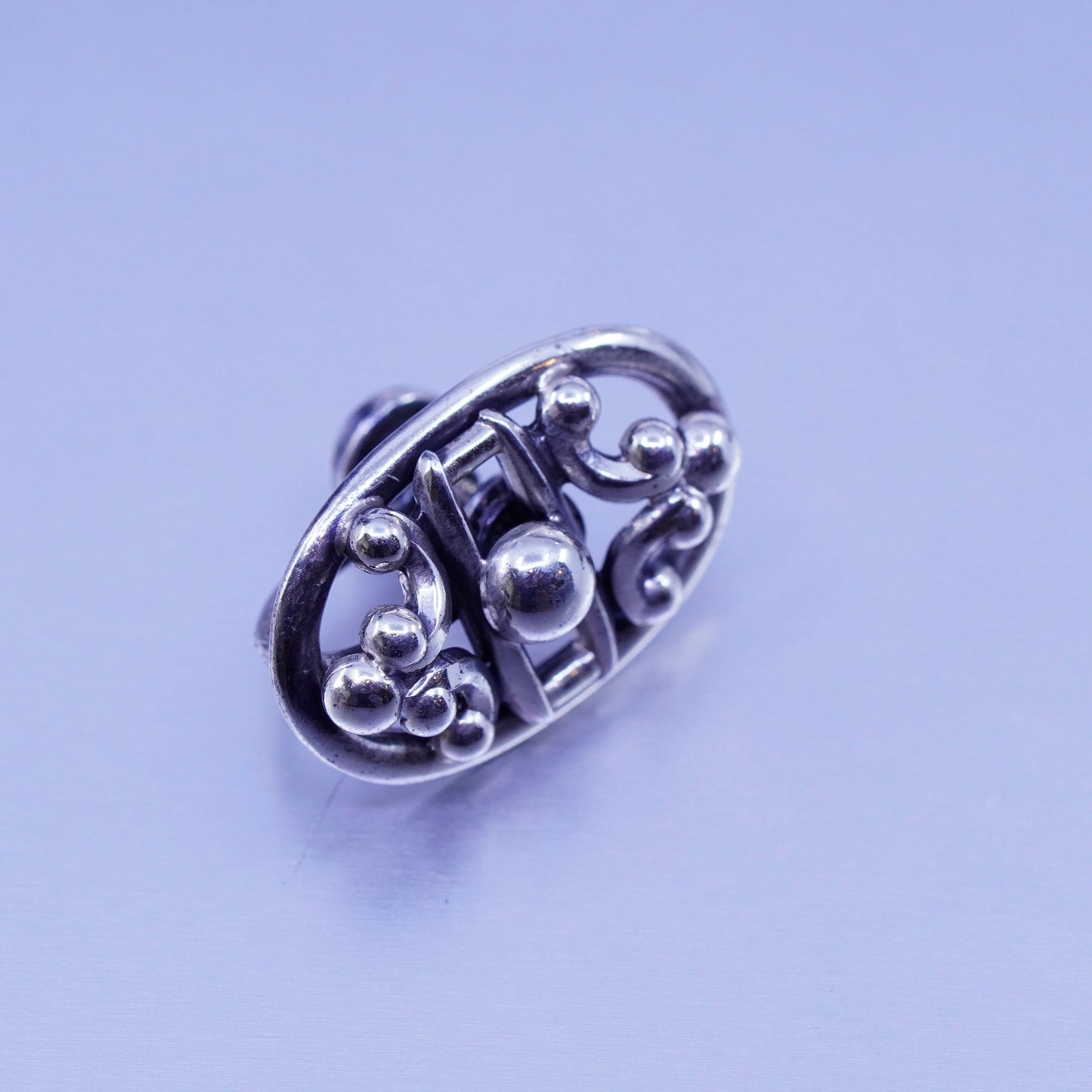 1940s signed danecraft modern Sterling 925 silver earrings, screw back beads
